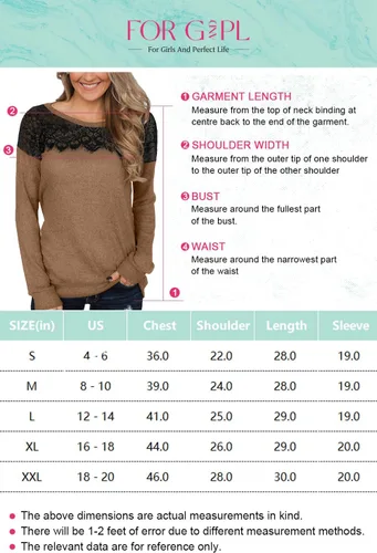 Vista 6 de For G and PL Sudadera elegante de manga larga y con encaje negro para mujer