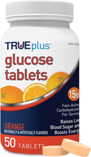 Vista 31 de TRUEplus® Tabletas de glucosa, sabor surtido (uva, frambuesa, naranja), botella de 50 unidades (1)