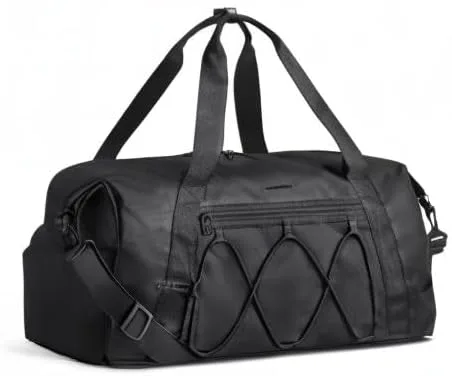 Vista 9 de BAGSMART Bolsa de gimnasio con compartimento para zapatos y bolsillo húmedo, bolsa de lona ligera para viajes deportivos, bolsa de transporte