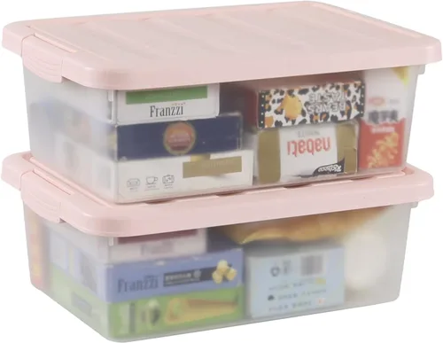 Vista 9 de Wekioger Caja de almacenamiento de plástico versátil con tapas negras, 14 cuartos de galón, 2 paquetes