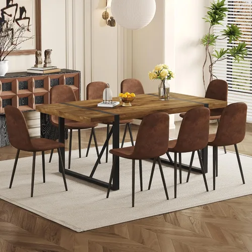 Vista 16 de Mesa de Comedor para 4-6, Mesa de Cocina de 55'', Mesas de Cocina y Comedor, Mesa de Comedor de Madera MDF con Patas de Metal para Sala de Estar