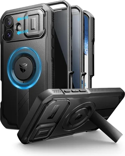 Vista 49 de Dexnor - Funda para iPhone 12 & iPhone 12 Pro con tapa deslizante para cámara, soporte ajustable y protector de pantalla integrado, carcasa