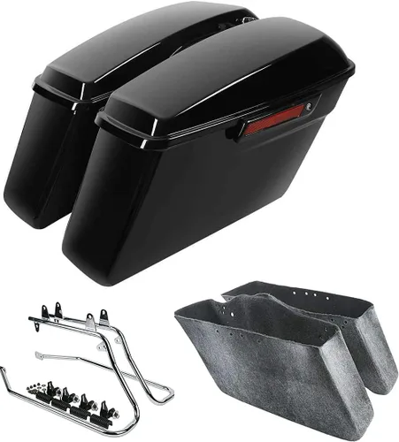 Vista 24 de Kit de soporte de conversión para alforjas extendidas de 4" TCMT, compatible con Harley Heritage Softail Fatboy FLSTF Breakout 1984-2017, negro