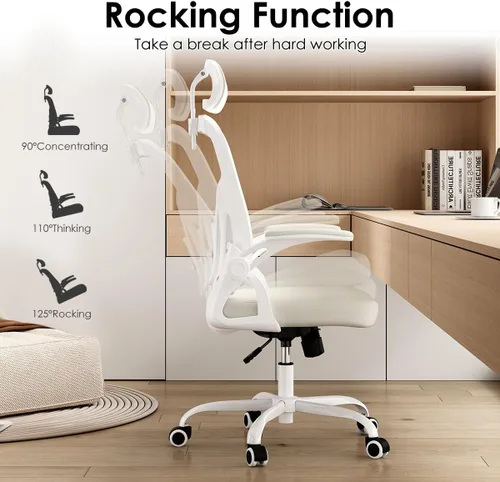 Vista 5 de Ergonomic Office Chair, Home Office Desk Chair with Headrest, High Back Computer Chair with Armrests and Adjustable Lumbar Support for Home Office