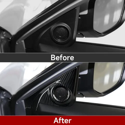 Vista 3 de Calcomanías de cubierta de altavoz de pilar para Honda Civic 2016 2017 2018 2019 2020 2021 10ª generación Accesorios ABS fibra de carbono pegatinas