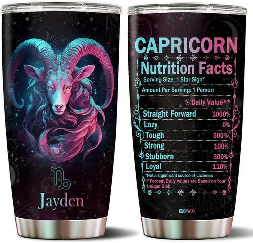 Vista 8 de Regalos personalizados de acuario para mujeres, constelación del zodiaco, astrología, aislado, 20 onzas, taza de café de acero inoxidable con tapa