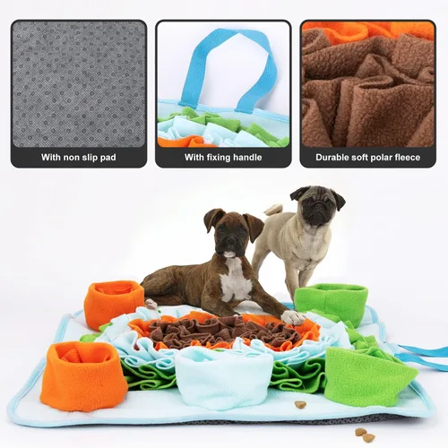 Vista 3 de Tapete de olfateo para perros, juguetes de rompecabezas, tapete interactivo para alimentación de mascotas, alimentación de gatos con mango
