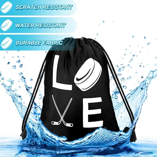 Vista 3 de Sinmoe 20 bolsas de regalo de hockey sobre hielo, bolsas de regalo de fiesta de hockey con cordón para regalos de cumpleaños, equipo, celebración