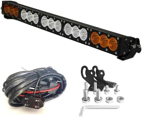 Vista 13 de AngelMa Barra de Luz LED de 12 Pulgadas 60W Ámbar Súper Brillante Spot Todoterreno de Una Sola Fila IP68 Impermeable para Cualquier Automóvil Camión