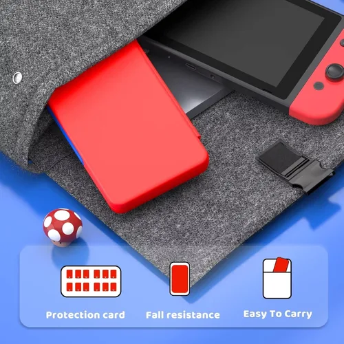 Vista 7 de CYKOARMOR Funda de juego Switch con 24 soportes para juegos compatible con Nintendo Switch y Switch OLED funda de cartucho compacto para Switch rojo