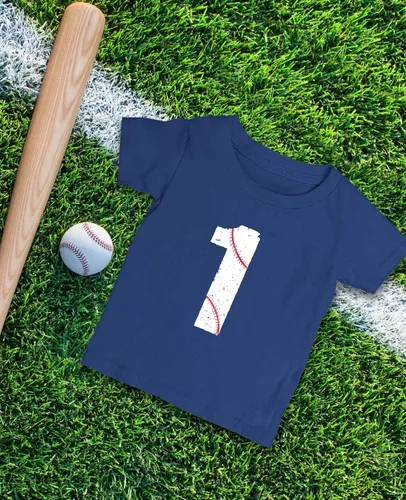 Vista 3 de Camiseta de béisbol número 1 para el primer cumpleaños, regalos para niños de un año