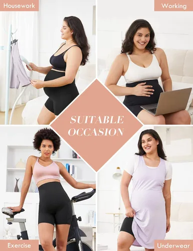 Vista 5 de HOFISH Maternity Yoga Shorts Over The Belly Summer Workout Active Running Short Pants with Pockets