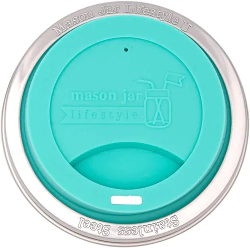 Vista 11 de Tapa de silicona para beber con banda de acero inoxidable para tarros Mason (Americana multicolor, boca regular)