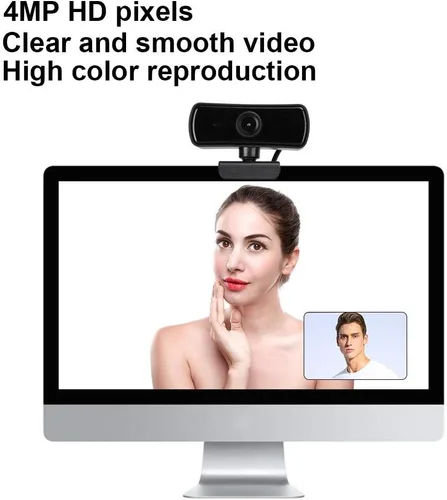 Vista 2 de Cámara, cámara web USB, micrófono integrado, accesorio para computadora, enfoque automático, resolución 4K, lente HD de 2560 x 1440 para transmisión