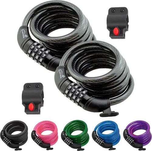 Vista 11 de Lumintrail Combinación de cable de bloqueo de bicicleta para accesorios de bicicleta, cerraduras de bicicleta de 10 pies, resistentes, antirrobo