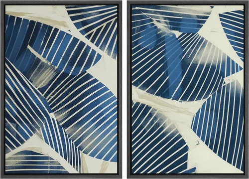 Vista 135 de Ashbrook - Set de arte de pared en lienzo enmarcado, tonos orgánicos de la tierra en beige y marrón con ilustraciones de trazos circulares, arte