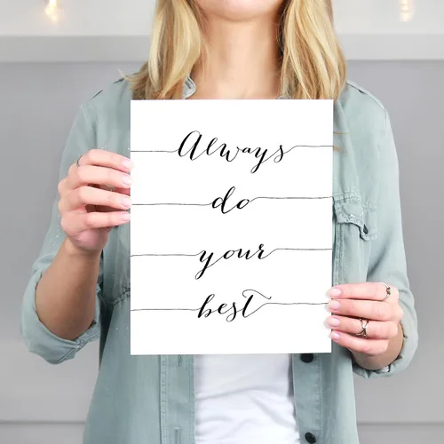 Vista 3 de Always Do Your Best - Impresión artística de caligrafía, sin marco, 8 x 10 pulgadas, cita inspiradora, arte de pared elegante y motivacional