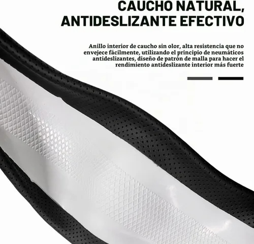 Vista 4 de Funda transpirable para volante de automóvil, fibra de carbono, resistente al desgaste, protector de volante en forma de D para un agarre cómodo