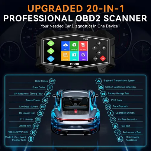 Vista 2 de Herramienta de diagnóstico de escáner OBD2 mejorada - Lector de código de motor con probador de batería, EVAP, datos en vivo, modo 6/8, herramienta