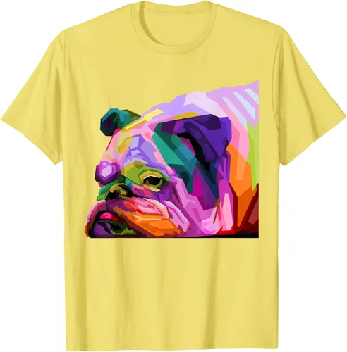 Vista 80 de Camiseta de retrato pop artístico de bulldog británico inglés para dueños de perros, Negro, S