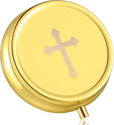 Vista 9 de Weysat Pyx para la Comunión Anfitrión Católico Oro Pescado, Pez