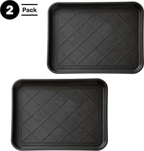 Vista 3 de Alfombrilla o bandeja para botas, de Stalwart, ecológica, 30 x 15 pulgadas, tamaño grande, negra, Negro