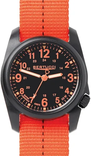 Vista 2 de BERTUCCI 11042 DX3 - Reloj de resina de campo con correa de nailon naranja con esfera negra, Negro -, Casual
