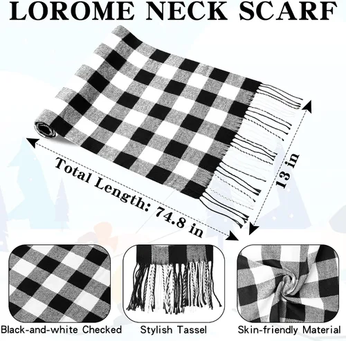 Vista 4 de Winter Hat Scarf Gloves and Ear Warmer, Knit Warm Beanie Hat Touch Screen Gloves Long Knitted Plaid Scarf Set Gifts for Women