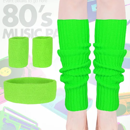 Vista 5 de CICOCI Traje de entrenamiento de los años 80 para mujer, disfraz de hoja rodante con accesorios de los años 80, conjunto retro para fiestas