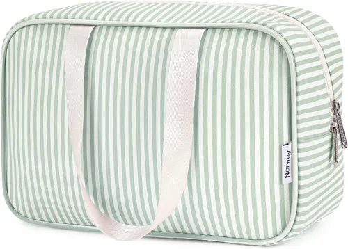 Vista 14 de Narwey Neceser de tamaño completo, bolsa de cosméticos grande, bolsa de maquillaje de viaje, organizador para mujeres y niñas, A-Negro, L, Bolsa