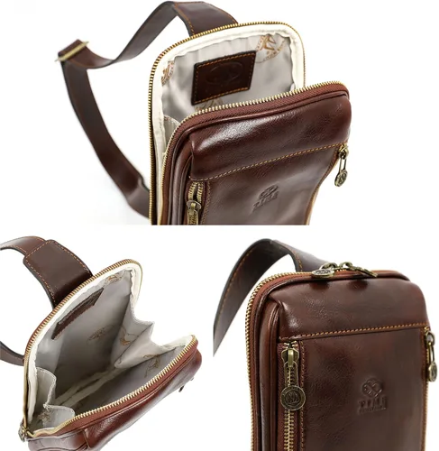 Vista 5 de Bolso cruzado de cuero - Bolso bandolera marrón - Bolso bandolera para hombres y mujeres - Mochila de hombro hecha a mano - Resistencia al tiempo