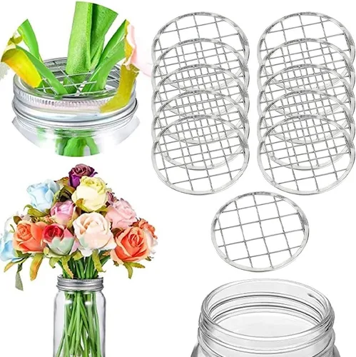 Vista 6 de GORGECRAFT 15 tapas de rana de flores, soporte para frascos de masón, tapas de botellas de vidrio con flores, organizador de arreglos florales