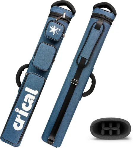 Vista 14 de CRICAL Pool Cue Case 2x4 Hard Pool Stick Case Holds 2 Butts and 4 Shafts for Adults Billiard Cue Case with Soft Shoulder Straps Negro