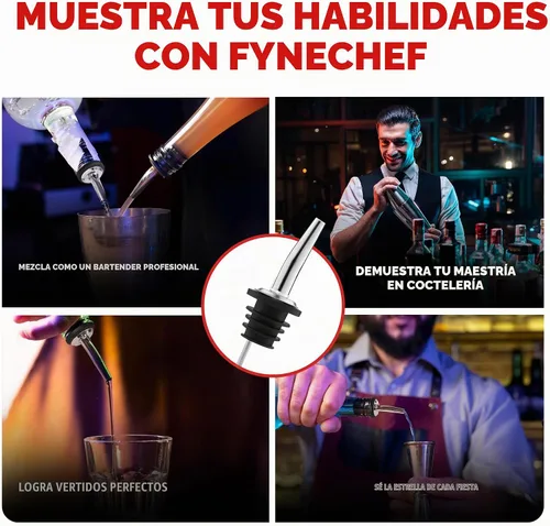 Vista 7 de Paquete de 48 vertedores de botellas de acero inoxidable para alcohol, licor y vino, accesorios de bar, boquillas para botellas y dispensadores