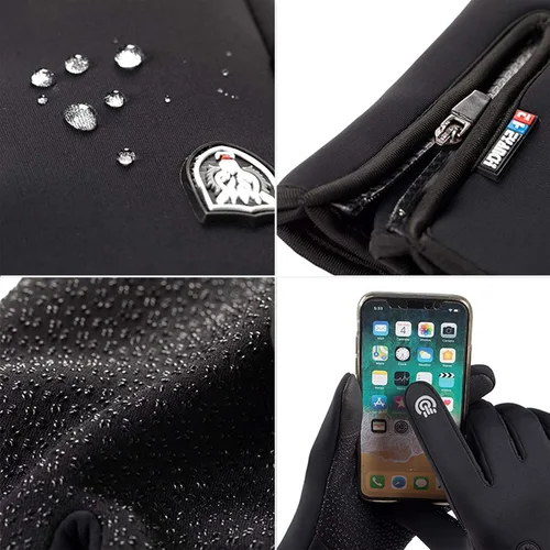 Vista 6 de sxxkuxuan Winter Warm Gloves Men Women Cycling Wkiing Windproof and Waterproof Pu Leather Touchscreen Cold Weather Driving Gloves
