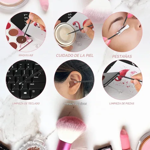 Vista 5 de G2PLUS Micro Hisopos - 100 piezas Hisopos de Algodón para Maquillaje, Aplicadores Desechables Negros Cepillo para Uñas, Delineador de Ojos