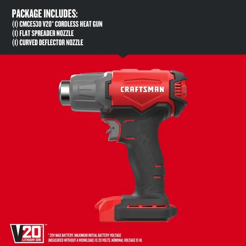 Vista 2 de Pistola de calor inalámbrica CRAFTSMAN V20, hasta 950 grados, pistola de calor portátil, solo herramienta (CMCE530B)