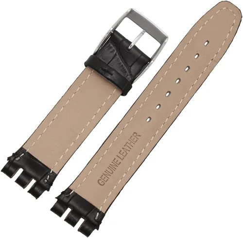 Vista 4 de Choco&Man US Swatch Correa de reloj de cuero de vaca de grano de cocodrilo con hebilla de acero inoxidable con correa de reloj de herramientas