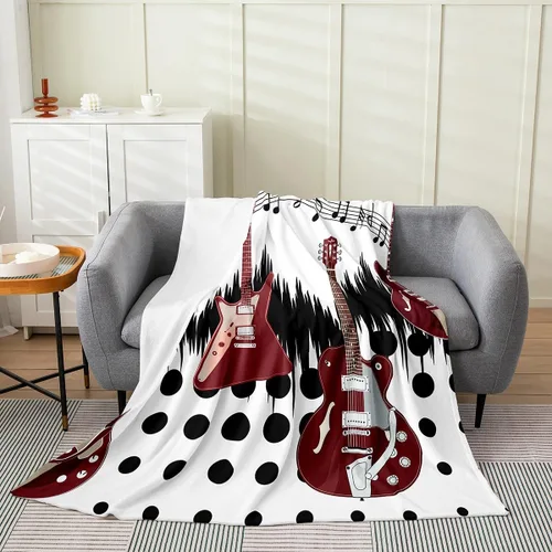 Vista 34 de Castle Fairy Manta de forro polar con botas de vaquero, manta de guitarra musical bohemia para niños y niños, manta de vaquera rústica occidental