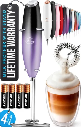 Vista 125 de Zulay Kitchen Potente varita espumadora de leche con 2 baterías Duracell – Mezclador de bebidas portátil ultrarrápido – Máquina de espuma eléctrica