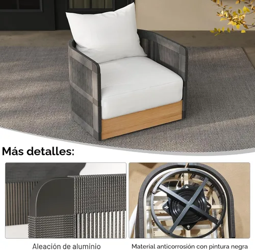 Vista 6 de homary Silla giratoria para patio, 2 piezas, con cojín grueso a prueba de Negro