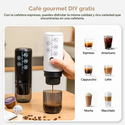 Vista 4 de Cafetera portátil 3 en 1 para RV, SUV y oficina Negro