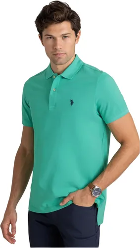 Vista 111 de Polo de piqué de algodón sólido para hombre con pequeño Pony Gris jaspeado
