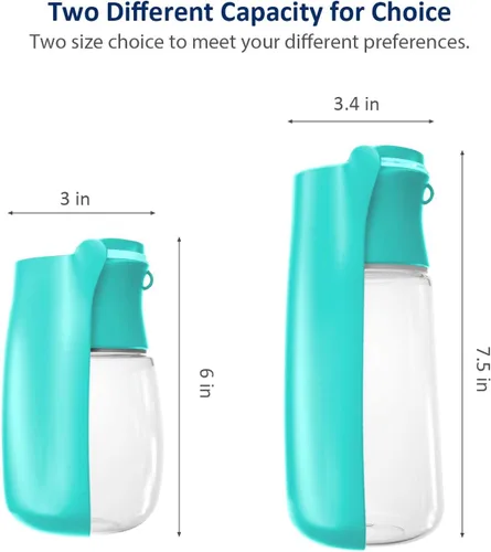 Vista 4 de WePet Botella de agua plegable portátil para perros, dispensador de agua para cachorros con alimentador para beber, 12 onzas, resistente a altas