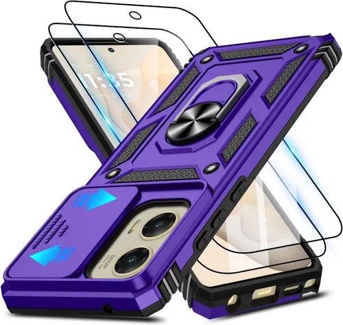 Vista 160 de ATUMP for Moto G-Play-2024 Case with Camera Lens Cover & HD Screen Protector(2 Pcs), [10FT Military Grade Drop Protection] Magnetic Ring Holder