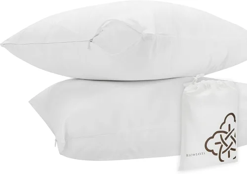 Vista 8 de Bioweaves Protectores de almohada transpirables 100% algodón orgánico certificado GOTS con cierre de cremallera, estándar, 20 x 26 pulgadas, paquete