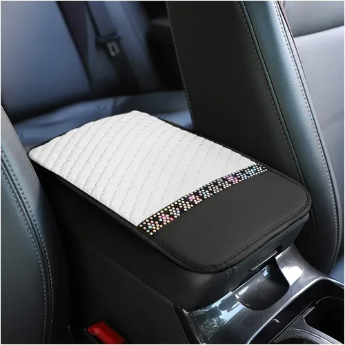 Vista 13 de Funda de Cuero Brillante para Consola Central de Automóvil, Protector de Consola Central de Automóvil con Diamantes de Imitación de Cristal