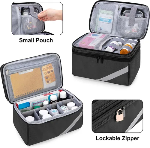 Vista 2 de Trunab Bolsa de almacenamiento y organizador de medicamentos vacía, organizador de botellas de píldoras con bolsa pequeña portátil, caja de primeros