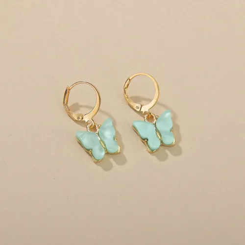 Vista 5 de Just Follow Pendientes de mariposa, diseño de mariposa, con forma de mariposa, color acrílico, 8 pares