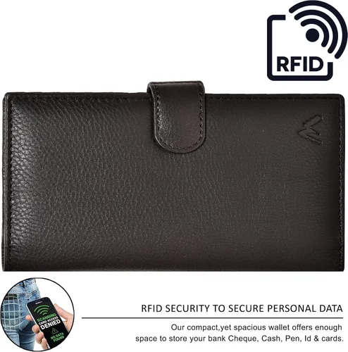 Vista 5 de Fundas de cuero RFID hechas a mano para hombres y mujeres con 6 tarjetas de crédito y 1 ranura para identificación y soporte para bolígrafo